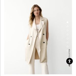 NWT Zara Faux Suede Belted Sleeveless Vest Trench Coat size small